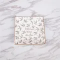 Square ceramic tray with With Brave Wings She Flies text and gold rim swallow decor - Default