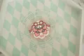 Pink strawberry coaster with bow and polka dots, Japanese style macaroon accessory - Strawberry