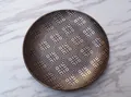 Luxurious caramel gold ceramic dinner plate with embossed geometric pattern design - Style C Minimum Order Of 2 Per Style