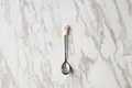Schattige zilveren roestvrijstalen koffielepel met 3D roze kattenpootje - Lepel / Wit