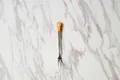 Creative stainless steel fruit fork with cute orange cat paw silicone handle design - Fork / Orange