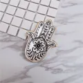 Schmuckschale Hamsa Hand aus Keramik mit schwarzem Mandala-Muster und Goldrand - Hamsa Hand
