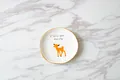 Keramik Schmuckschale mit Goldrand, orangefarbenem Hirsch und 'I love you deerly' Text - Hirsch