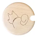 Tapa de taza de cerámica estilo japonés con madera natural y grabado de Shiba Inu - Madera / Tapa de Shiba Inu