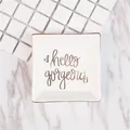 Quadratische Keramik-Schmuckschale mit Goldrand und Hello Gorgeous Text - Weiße quadratische Gorgeous Platte