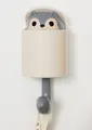 Creative gravity sensor wall hook featuring a cute grey squirrel design in white base - Gray
