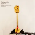 Cuchara de café Maneki-neko dorada en acero inoxidable 304 con lindo dije de gato - Dorado