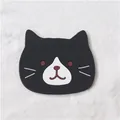 Cute black cat face silicone coaster with heat-resistant and non-slip cartoon design - Black Cat