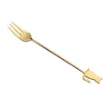 Golden stainless steel dessert fork with cute cat handle for fruit and sweets - B-Style Cat Fork / Gold