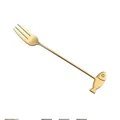 Matte gold stainless steel dessert fork featuring a cute fish tail handle design - C-Style Fish Fork / Gold
