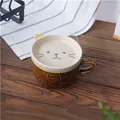 Simpatica tazza in ceramica a forma di gatto marrone con coperchio con orecchie - Tazza Con Coperchio / Calico Cat