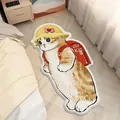 Cute orange tabby cat rug wearing yellow hat and red backpack for cozy bedroom decor - 60x40cm / Yellow Fur Backpack Cat