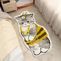 Cute gray striped cat rug in bee costume for cozy home bedroom decor and soft flooring - 60x40cm / Flower Bee Cat