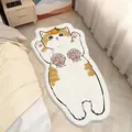 Cute white cartoon cat shaped bedroom rug with orange kitten and shell design - 60x40cm / Shell Cat