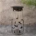Carafe à eau en verre cylindrique avec silhouettes de chats noirs et couvercle noir hermétique - Impression de Chat Noir