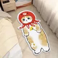 Cute cartoon orange cat rug with octopus hat on light wooden floor in a cozy bedroom - 60x40cm / Octopus Kitten