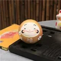 Hand-painted Japanese golden Daruma rabbit ceramic doll figurine for good fortune - Gold Dharma