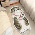 Cute Japanese style cartoon cat bath mat with brown stripes for bedroom decor - 60x40cm / Stethoscope Cat