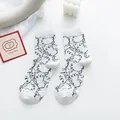 White crew socks with cute black cat line art patterns in a Japanese casual style - White