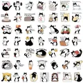 Set di 50 simpatici adesivi per gatti bianchi e neri per scrapbooking e decorazioni fai da te - Motivo Gatto Mucca