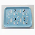 Bandeja azul claro con estampado de osos polares y pingüinos para aperitivos - Pingüino Azul