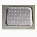 Rectangular gray tray with white A-Z alphabet print for snacks and organizing - Grey Letter