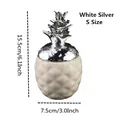 Pot de stockage ananas en céramique blanc et argent, petite taille de 15,5cm - S / Blanc Argenté