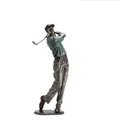 Modern bronze golf player statue in swinging pose on round base for home decor - Finishing Swing Style (A)