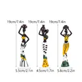 Lot de 3 figurines de femmes africaines tribales en résine colorée rétro décorative - Jaune