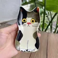 Ciotolina in ceramica a forma di gatto calico per salse o gioielli fatta a mano - Gatto Calico Seduto