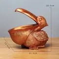Figurine pélican en bronze pour clés, vide-poche en résine, taille 22,5x20,5x12,5cm - Cuivre