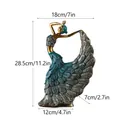 Vintage bronze and blue resin peacock dancer statue with elegant feather detailing - Bronze Peacock Dance