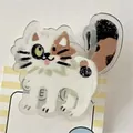 Süße Calico Katze Acryl-Büroklammer mit Zungenausdruck für Schüler und Schreibwaren - Blumenkatze