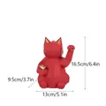 Modern geometric lucky cat resin ornament in matte red and gold for home desktop decor - Red Small