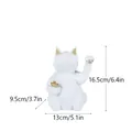 White geometric lucky cat figurine with gold accents and specific product dimensions - White Small