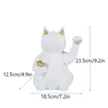 White and gold geometric lucky cat resin statue dimensions 23.5cm height - White Large