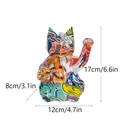 Modern geometric lucky cat resin ornament with vibrant graffiti art and 17cm height - Graffiti Small