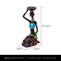 African resin woman figurine candle holder in teal dress with elephant motifs - Blue Clothing Style(RRW003)