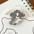 Niedliche Acrylklammer mit lockigem Hundemuster auf weißer Karte im minimalistischen Stil - Alaskan Malamute