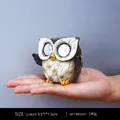 Solar owl garden ornament in grey-brown finish, measuring 9.5x7x7.5cm for outdoor decor - Style C