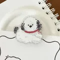 Süßer weißer Bichon Frise Acryl-Clip für Schülerunterlagen und Schreibwarenzubehör - Zwergspitz
