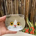 Set of two cute cat face ceramic seasoning dishes with realistic hand-painted details - Fold-Eared Bicolor Cat