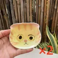 Set of two creative ceramic cat-face seasoning dishes with orange tabby design - Fold-Eared Tabby Cat