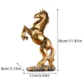 Golden galloping horse resin statue with black base measuring 30cm in height - Gold
