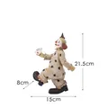 Nordic resin clown figurine in polka dot suit holding playing cards, 21.5cm height - Poker Clown