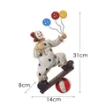 Retro resin circus clown figurine with colorful balloons, 31cm height home decor piece - Balloon Clown