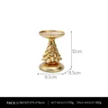 Golden Christmas tree candle holder with vintage metal texture and 12cm height - Small / Gold