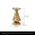 Golden Christmas tree candle holder with vintage metal finish, height 15.5cm and 8.5cm base - Medium / Gold