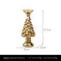 Golden Christmas tree candle holder with tiered branch texture and round base stand - Large / Gold