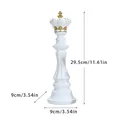 White Nordic resin chess king ornament with gold crown detail, height 29.5cm dimensions - King (White)